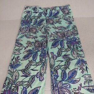 Pappagallo Womens Cropped Pants 8 Mint Green Purple Floral Paisley Preppy Boho